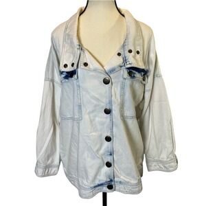 CAbi Drew Jacket Fade Wash‎ Oversized Denim Jacket Women's Size Small # 5853